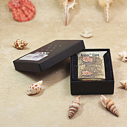 Zippo Armor Antique Brass Snake Brings Good Fortune - CC74