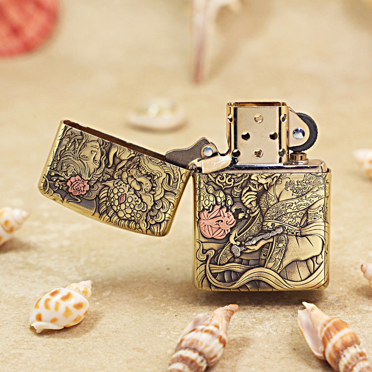 Zippo Armor Antique Brass Tang Lion and Beauty - CC76