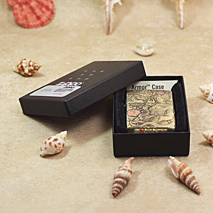 Zippo Armor Antique Brass Tang Lion and Beauty - CC76