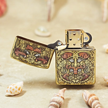 Zippo Armor Antique Brass Tao Tie Mask - CC61