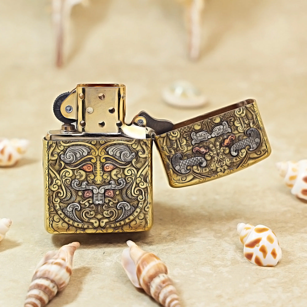 Zippo Armor Antique Brass Tao Tie Mask - CC61