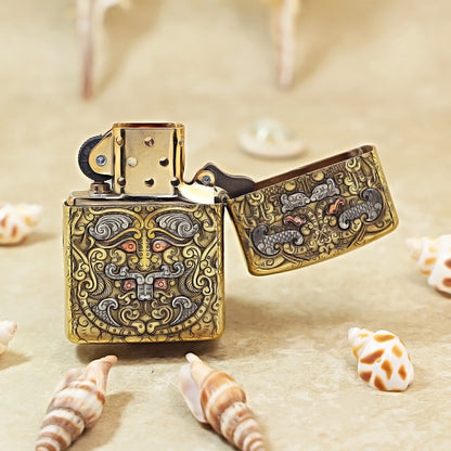 Zippo Armor Antique Brass Tao Tie Mask - CC61