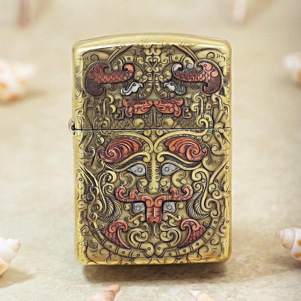 Zippo Armor Antique Brass Tao Tie Mask - CC61