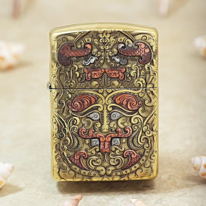 Zippo Armor Antique Brass Tao Tie Mask - CC61