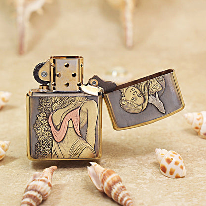 Zippo Armor Antique Brass Wolf and Forest Nymph - CC77