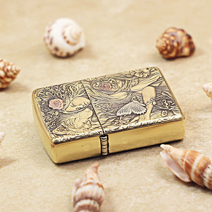 Zippo Armor Antique Brass Wolf and Forest Nymph - CC77