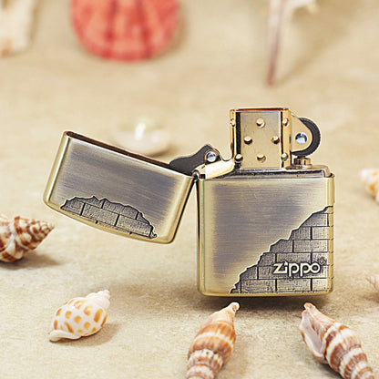 Zippo Armor Antique Brass with 'Breaking Wall' Engraving - JP41