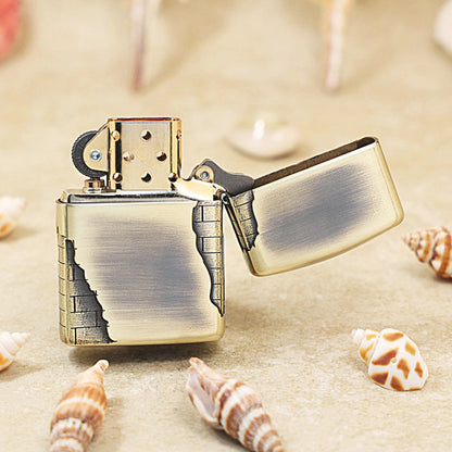 Zippo Armor Antique Brass with 'Breaking Wall' Engraving - JP41
