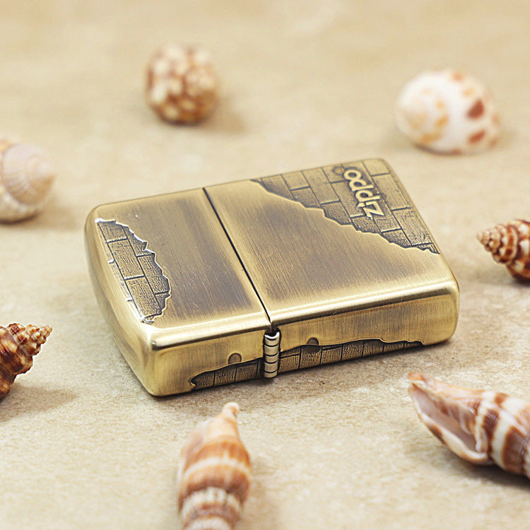 Zippo Armor Antique Brass with 'Breaking Wall' Engraving - JP41