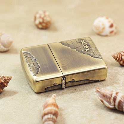 Zippo Armor Antique Brass with 'Breaking Wall' Engraving - JP41