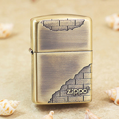 Zippo Armor Antique Brass with 'Breaking Wall' Engraving - JP41