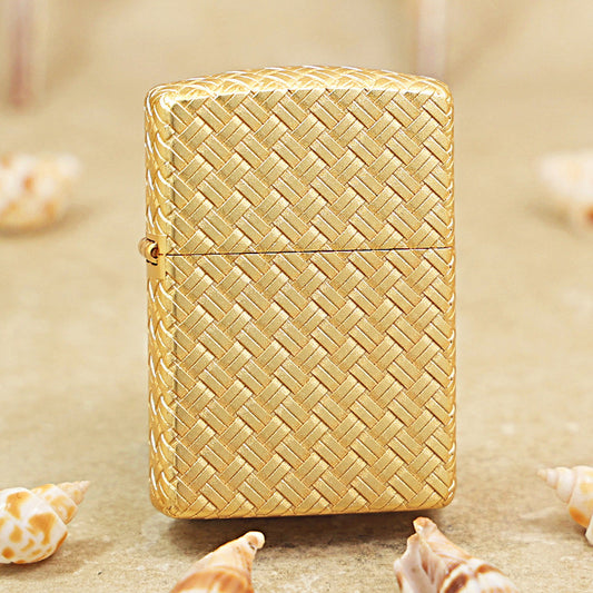 Zippo Armor Cross Weave Sand Gold Finish 162-DS45