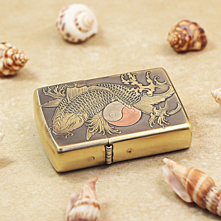 Zippo Armor Dark Brushed Brass Koi Fish Yin-Yang - CC75