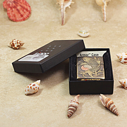 Zippo Armor Dark Brushed Brass Koi Fish Yin-Yang - CC75