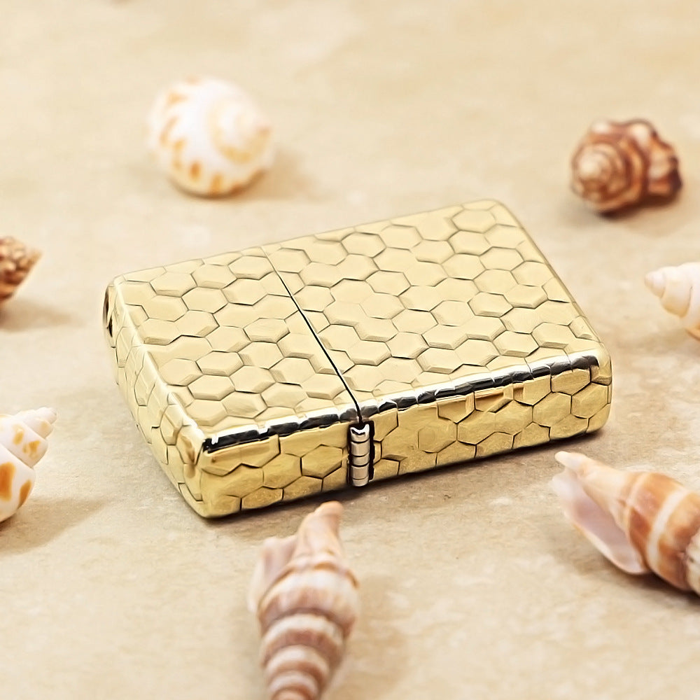 Zippo Armor High Polish Brass '5D Honeycomb Grid' - CC45