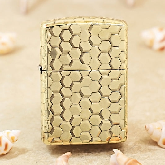 Zippo Armor High Polish Brass '5D Honeycomb Grid' - CC45