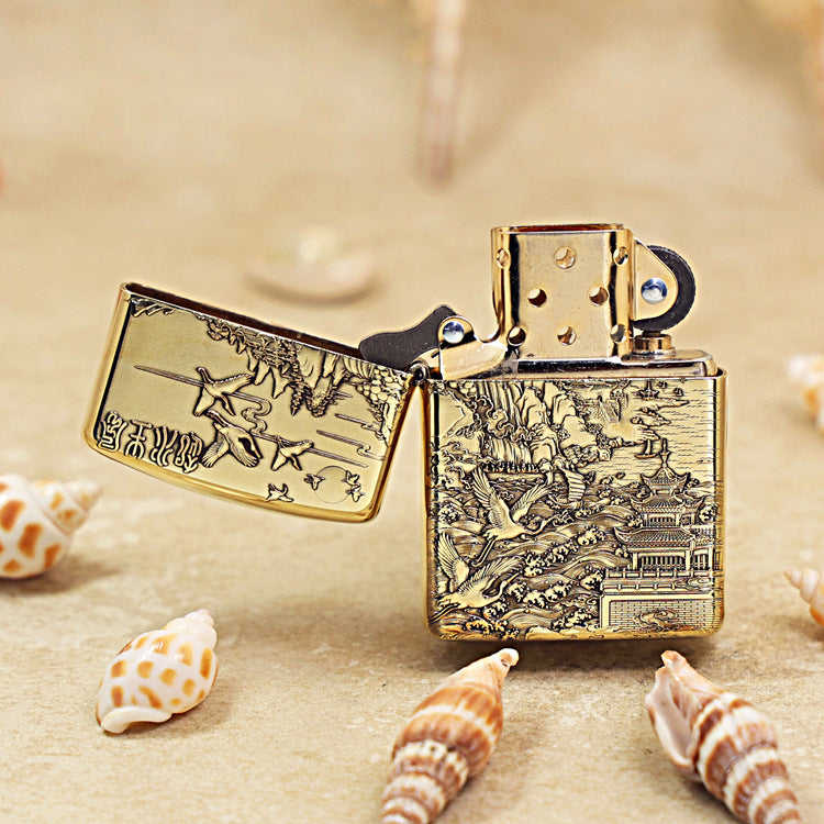 Zippo Armor High Polish Brass Ascending Fortune Landscape - CC81