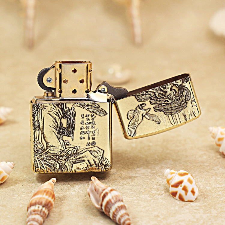 Zippo Armor High Polish Brass Ascending Fortune Landscape - CC81