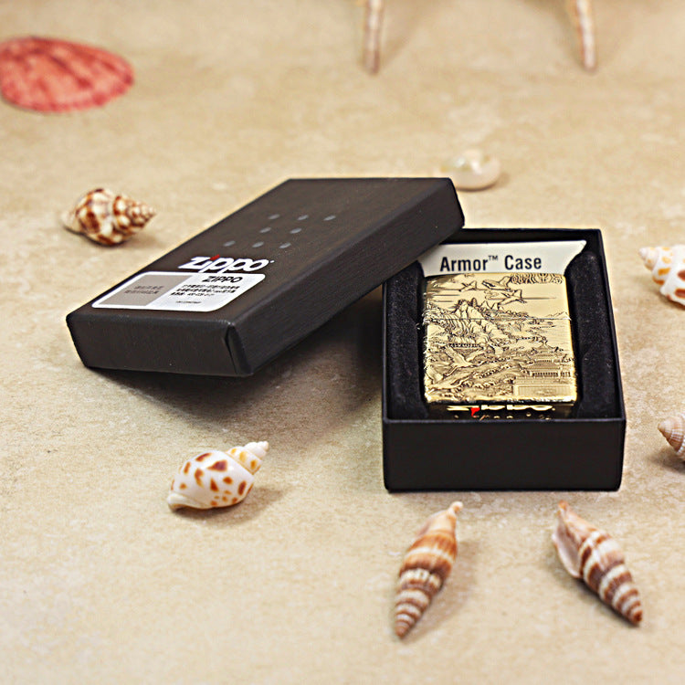 Zippo Armor High Polish Brass Ascending Fortune Landscape - CC81