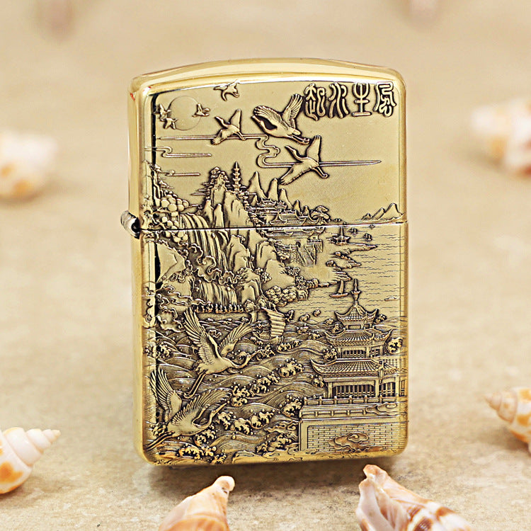 Zippo Armor High Polish Brass Ascending Fortune Landscape - CC81