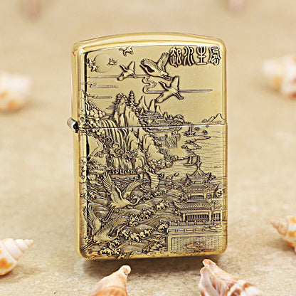 Zippo Armor High Polish Brass Ascending Fortune Landscape - CC81
