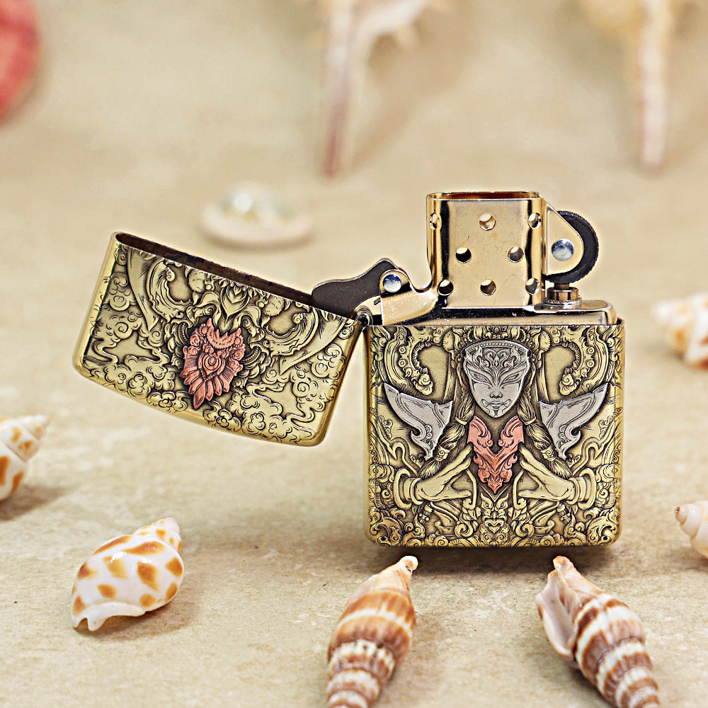 Zippo Armor High Polish Brass Avalokitesvara Bodhisattva - CC69