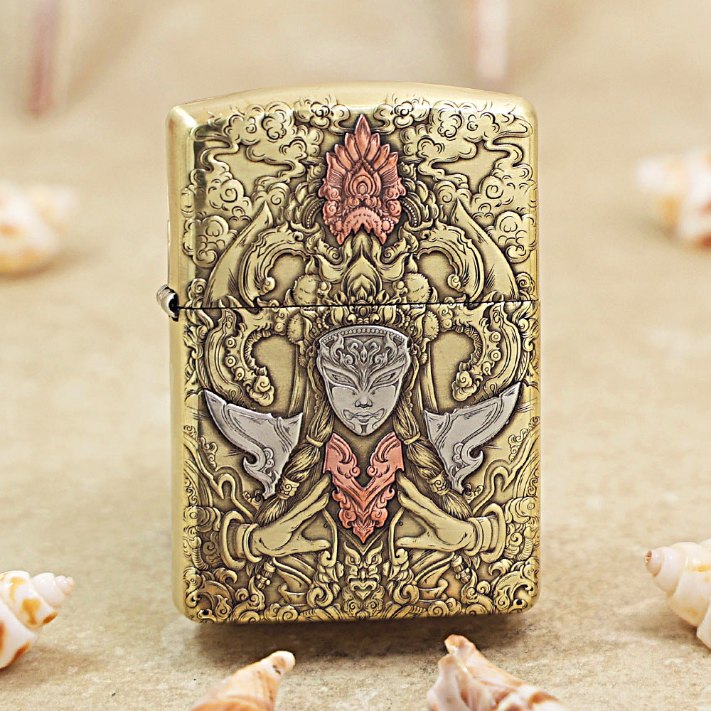 Zippo Armor High Polish Brass Avalokitesvara Bodhisattva - CC69