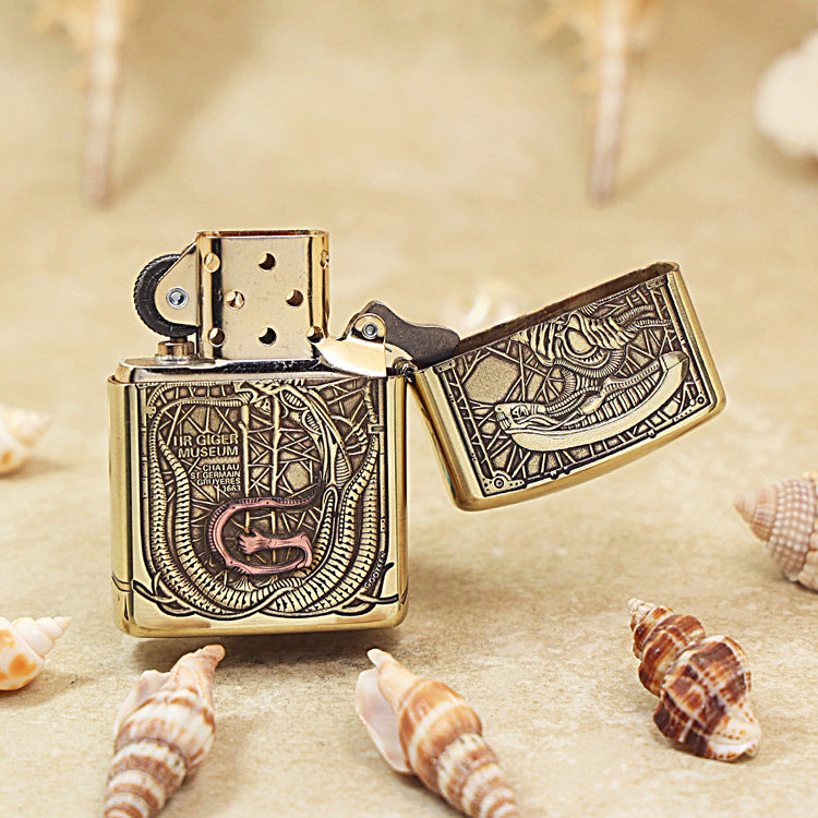 Zippo Armor High Polish Brass Biomechanical Alien - CC89