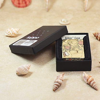 Zippo Armor High Polish Brass 'Cheongsam Peony' - CC27