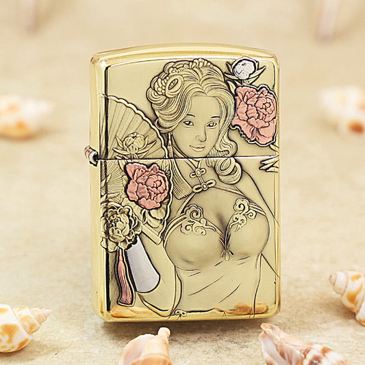 Zippo Armor High Polish Brass 'Cheongsam Peony' - CC27