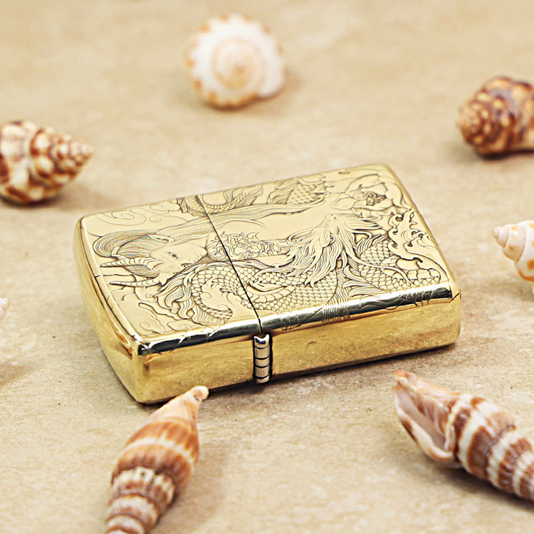 Zippo Armor High Polish Brass Dragon Girl Fantasy - CC73