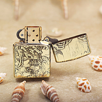 Zippo Armor High Polish Brass Eagle Emperor Landscape Painting - CC80