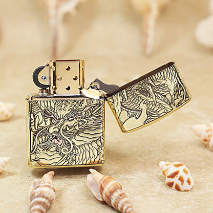 Zippo Armor High Polish Brass Koi Leaps Dragon Gate - CC95