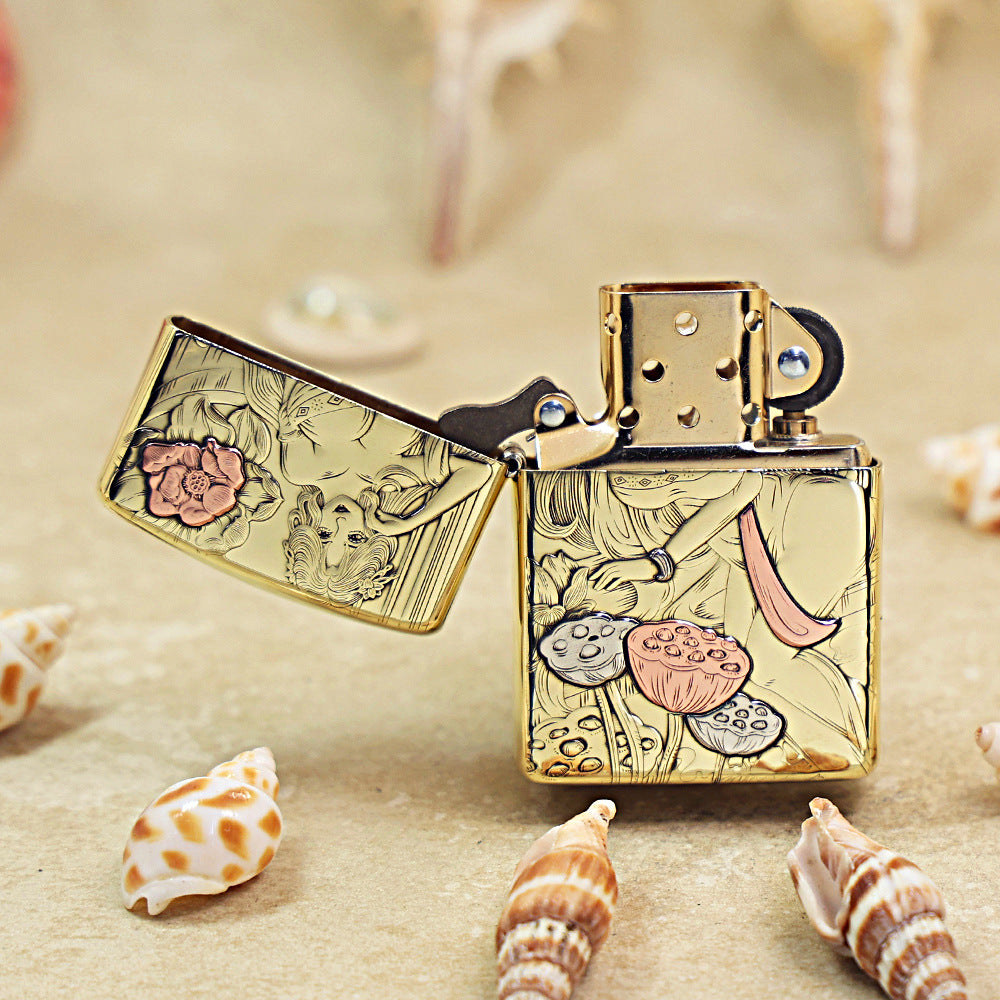 Zippo Armor High Polish Brass 'Lotus Goddess' - CC20