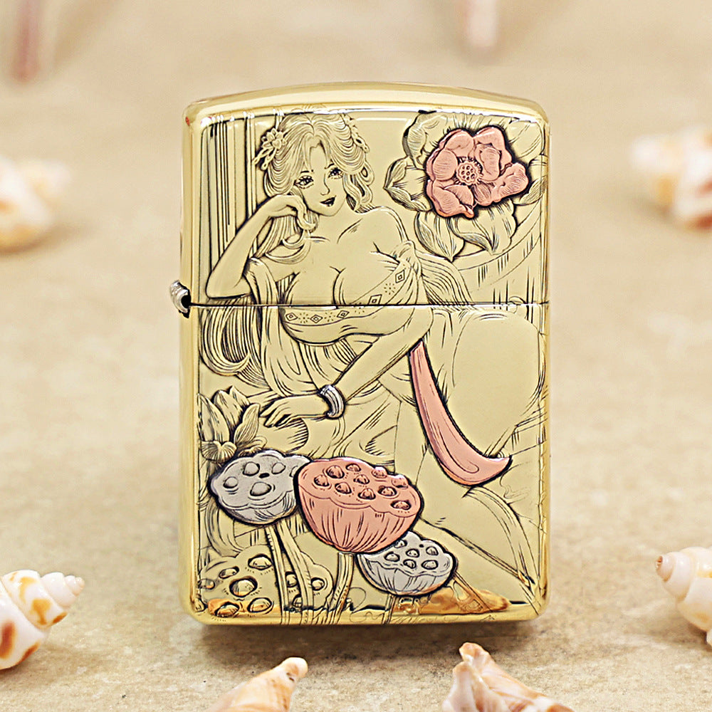Zippo Armor High Polish Brass 'Lotus Goddess' - CC20