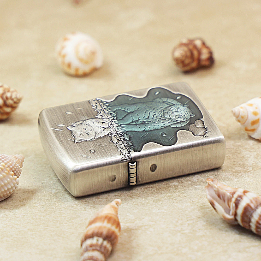 Zippo Armor Smoked Chrome 'Heart Has a Fierce Tiger' - DS144