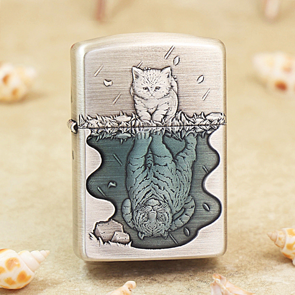 Zippo Armor Smoked Chrome 'Heart Has a Fierce Tiger' - DS144