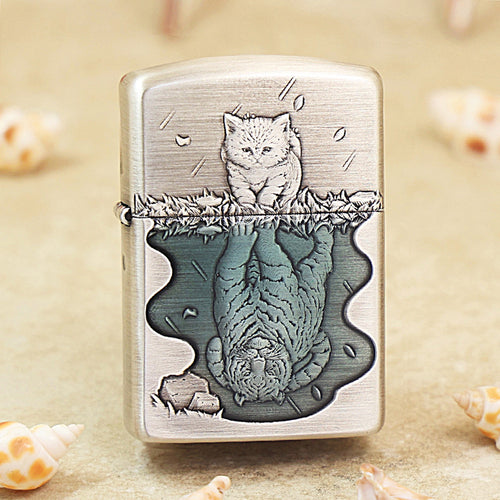 Zippo Armor Smoked Chrome 'Heart Has a Fierce Tiger' - DS144