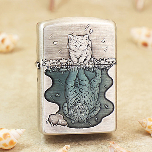 Zippo Armor Smoked Chrome 'Heart Has a Fierce Tiger' - DS144