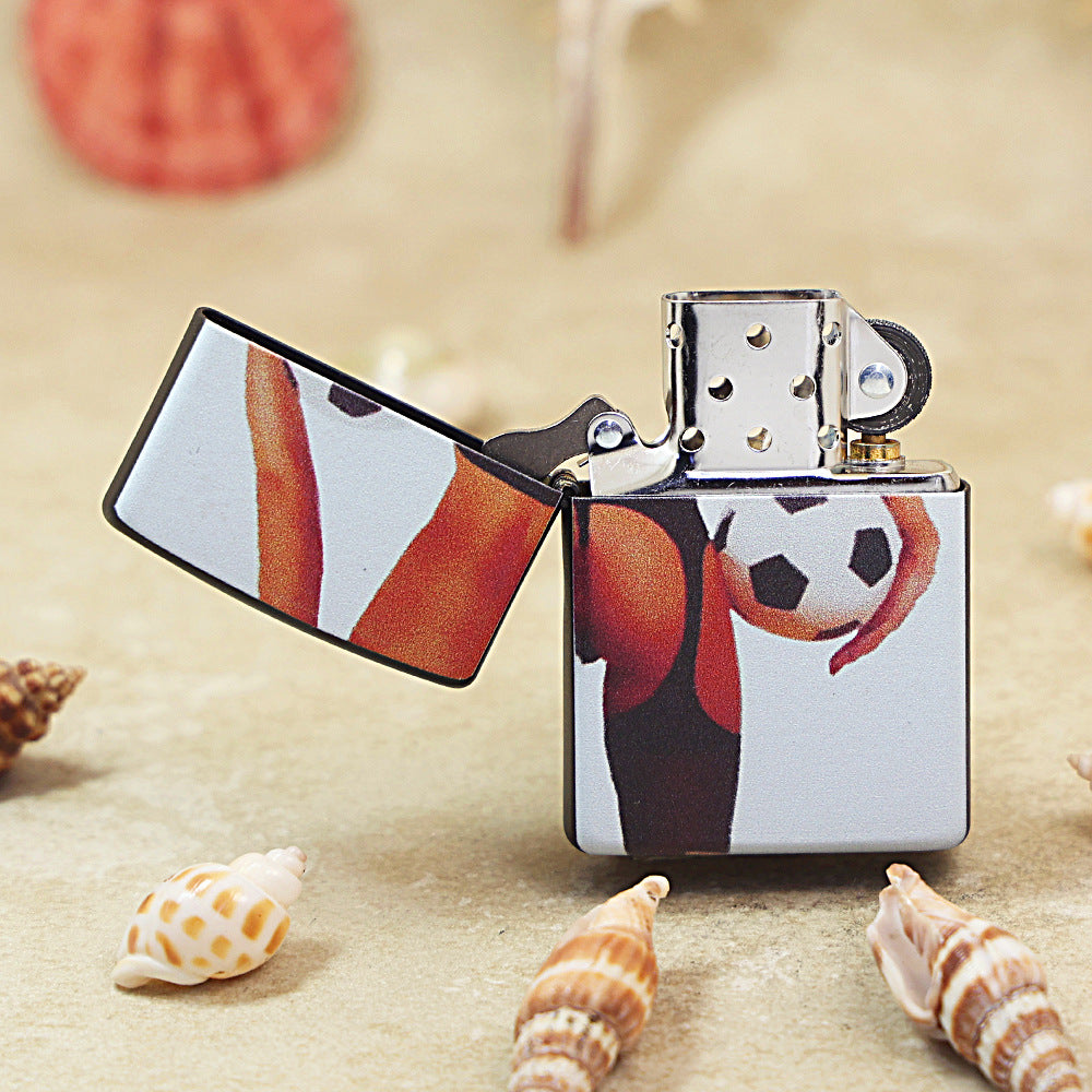 Zippo Black Matte Color Printed Soccer Pin-Up Girl - CS26