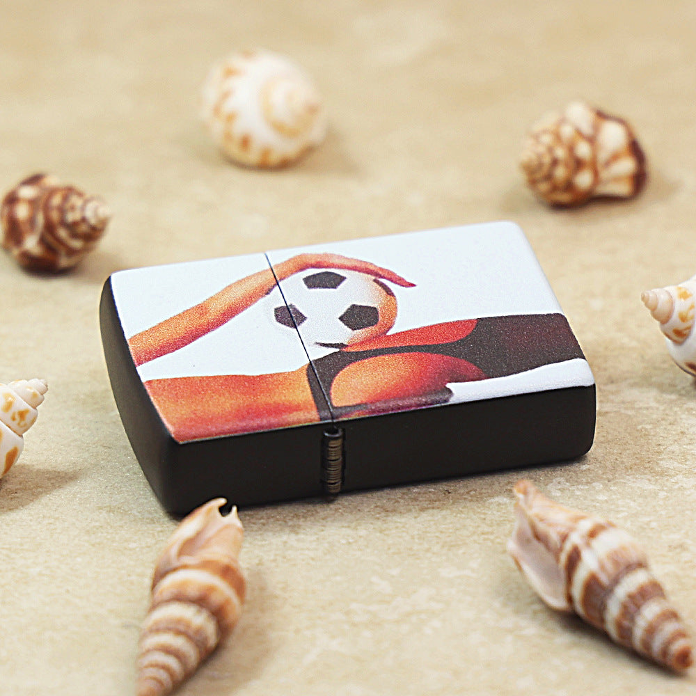 Zippo Black Matte Color Printed Soccer Pin-Up Girl - CS26