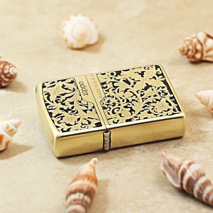 Zippo Black & Gold Relief Lush Floral and Butterfly - CS13