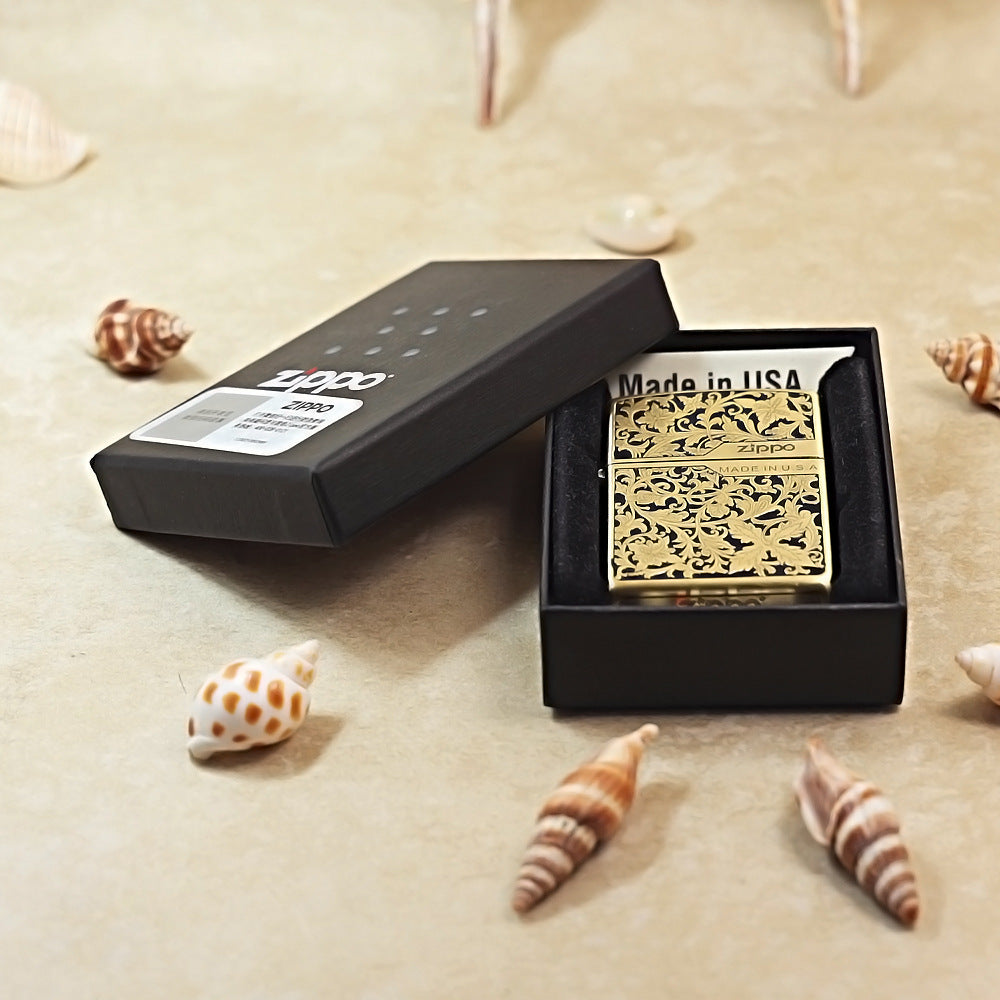 Zippo Black & Gold Relief Lush Floral and Butterfly - CS13