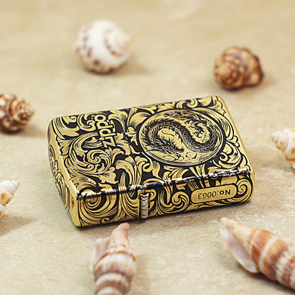 Zippo Black and Gold 'Baroque Dragon Emblem' - CC15