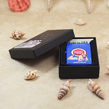 Zippo Blue Matte Color Printed Lucky Strike Pin-Up Girl - CS18