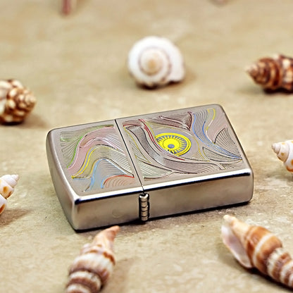 Zippo Brushed Chrome Color Filled Stylized Eye with Sun Iris - SC02
