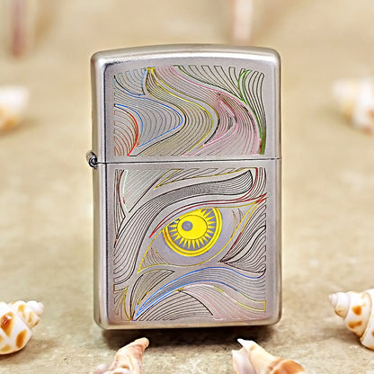Zippo Brushed Chrome Color Filled Stylized Eye with Sun Iris - SC02