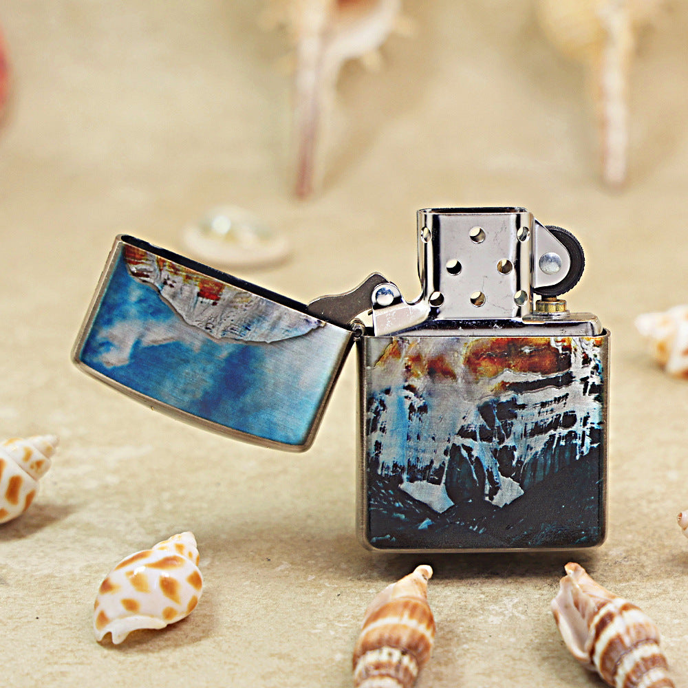 Zippo Brushed Chrome Color Printed Mount Kailash Snow Peak - CS24