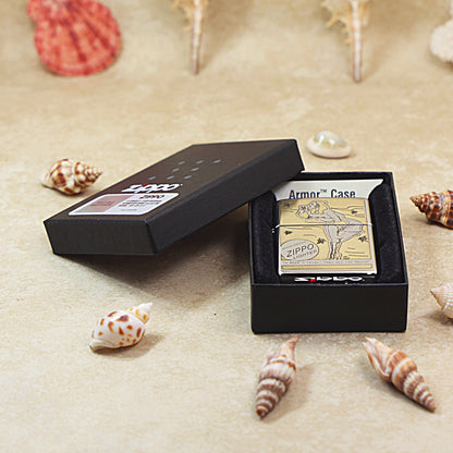 Zippo Brushed Chrome Deep Engraved Pin-Up Girl Smoking in the Wind - SC25