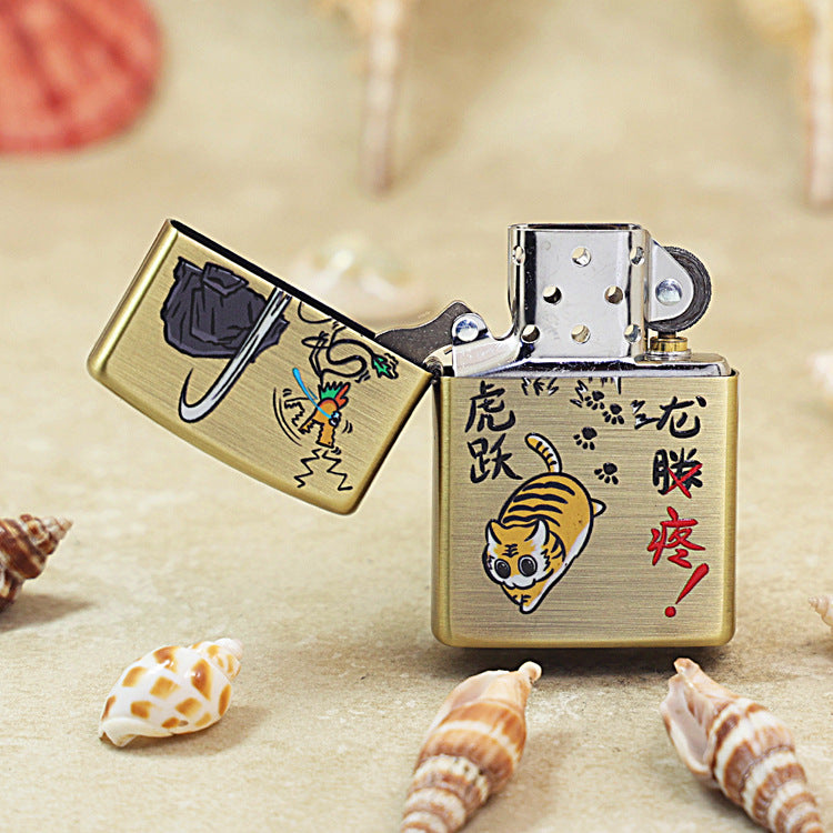 Zippo Brushed Smoked Brass 'Dragon Soaring Tiger Leaping' - DS131